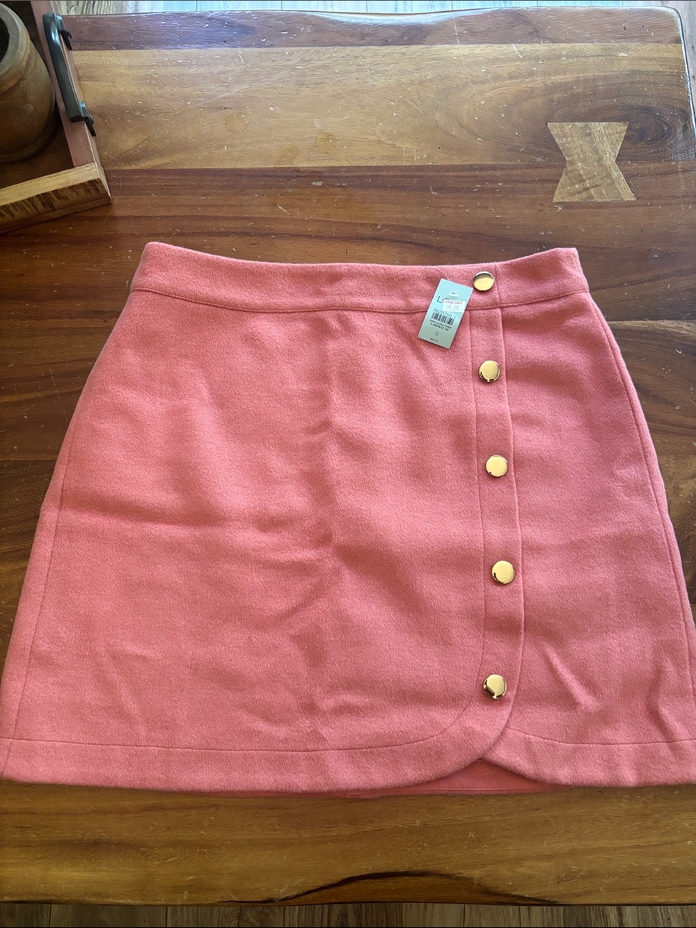 LOFT Coral Pink Button-Accent Mini Skirt
